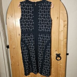 Donna Morgan DM Collection Navy and White Patterned Midi Dress, Size 12